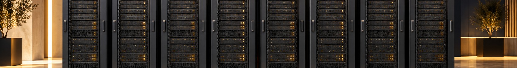 Concept illustration of eight unbranded compute cabinets